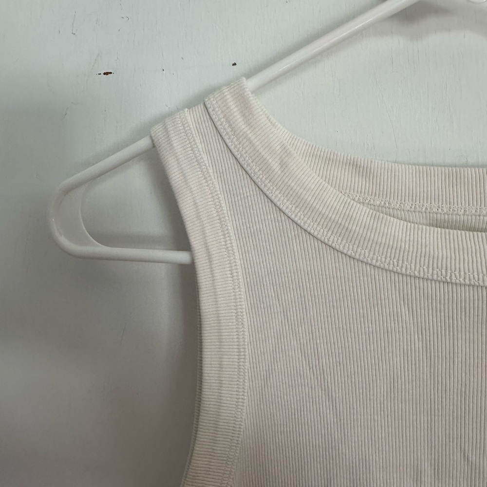 Maxwell Cream Ribbed Cropped Tank Top | Large - Picture 2 of 4